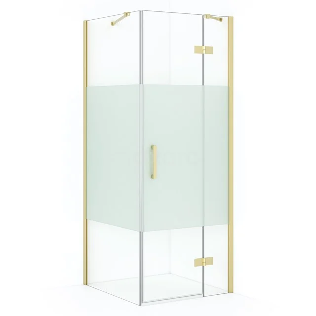 Diamond Shower enclosure | 80x80 cm Light gold Clear with matt strip Pivot door Square CDB223508413LG