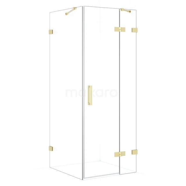 Diamond Douchecabine | 80x70 cm Lichtgoud Helder glas Draaideur Rechthoek CDB223507420LG