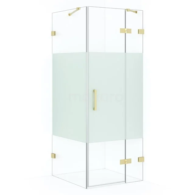 Diamond Shower enclosure | 80x80 cm Light gold Clear with matt strip Pivot door Square CDB223508423LG