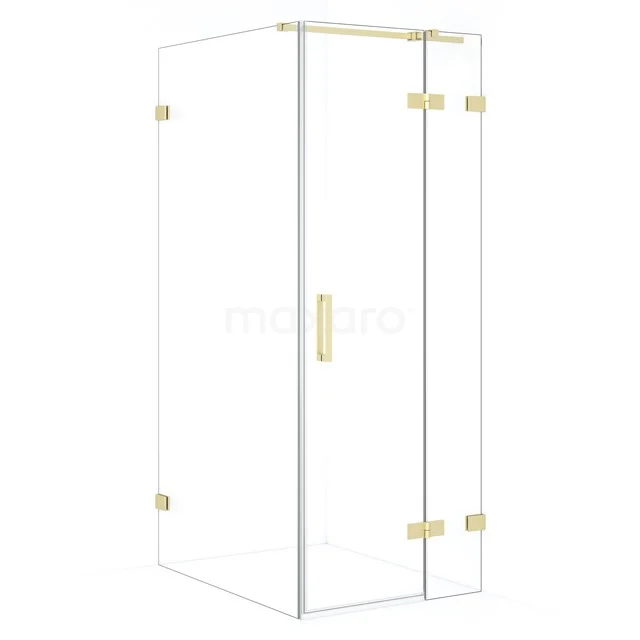 Diamond Duschkabine | 90x80 cm Helles Gold Drehtür Rechteck CDB223509320LG