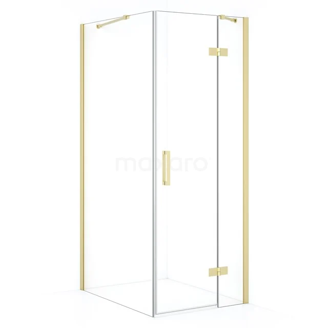 Diamond Duschkabine | 90x80 cm Helles Gold Drehtür Rechteck CDB223509410LG