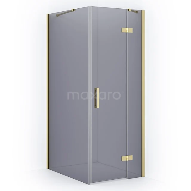 Diamond Shower enclosure | 90x80 cm Light gold Smoke glass Pivot door Rectangle CDB223509411LG