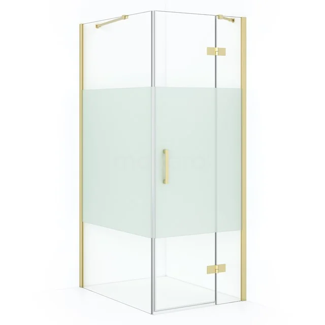 Diamond Shower enclosure | 90x80 cm Light gold Clear with matt strip Pivot door Rectangle CDB223509413LG