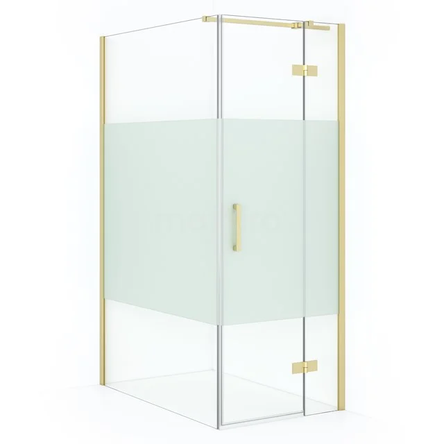 Diamond Shower enclosure | 120x80 cm Light gold Clear with matt strip Pivot door Rectangle CDB223512313LG