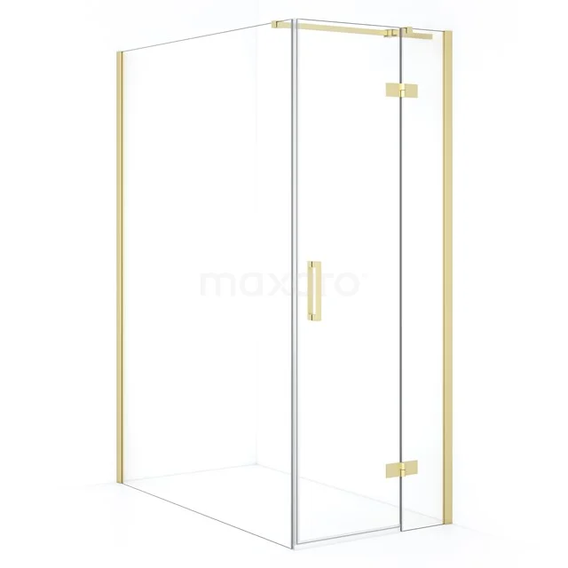 Diamond Shower enclosure | 140x80 cm Light gold Clear glass Pivot door Rectangle CDB223514310LG