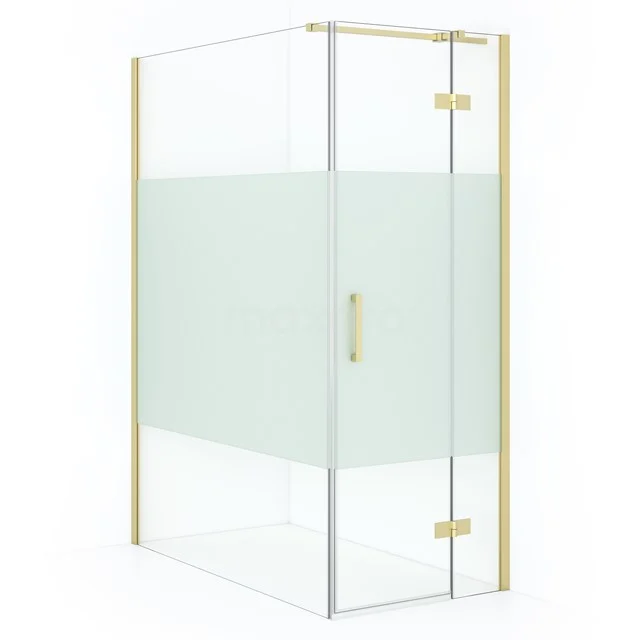 Diamond Shower enclosure | 140x80 cm Light gold Clear with matt strip Pivot door Rectangle CDB223514313LG