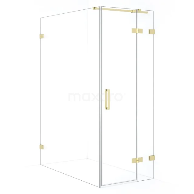 Diamond Douchecabine | 140x80 cm Lichtgoud Helder glas Draaideur Rechthoek CDB223514320LG