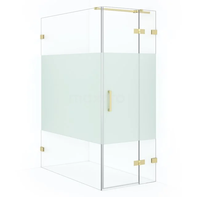 Diamond Shower enclosure | 140x80 cm Light gold Clear with matt strip Pivot door Rectangle CDB223514323LG