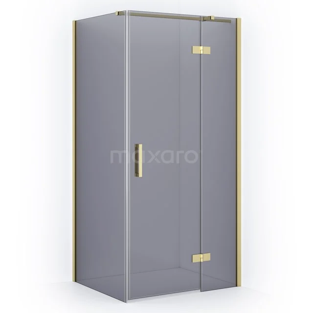 Diamond Shower enclosure | 90x80 cm Light gold Smoke glass Pivot door Rectangle CDB223608311LG