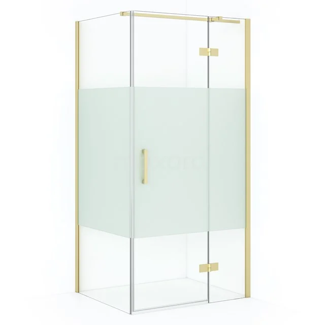 Diamond Shower cabin | 90x80 cm Light gold Clear with matt strip Pivot door Rectangle CDB223608313LG