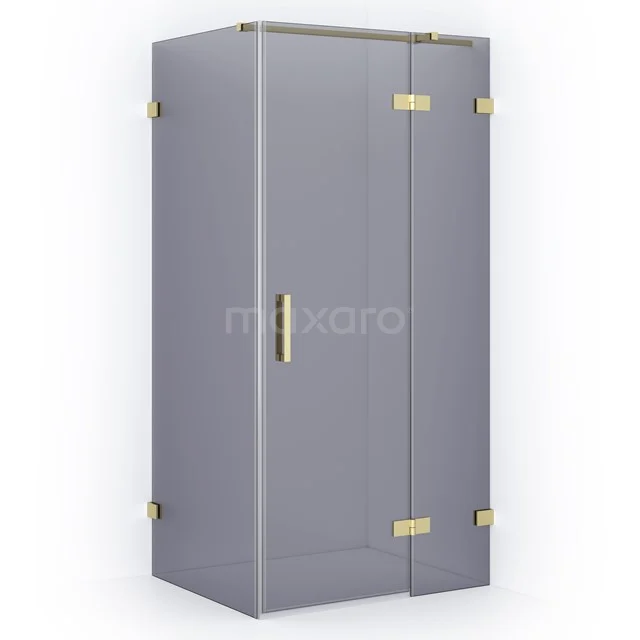 Diamond Shower enclosure | 90x80 cm Light gold Smoke glass Pivot door Rectangle CDB223608321LG