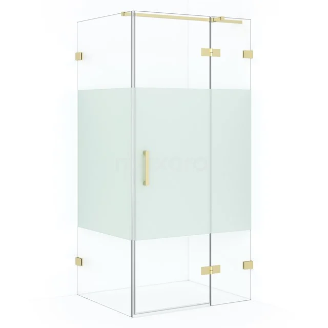 Diamond Shower enclosure | 100x80 cm Light gold Clear with matt strip Pivot door Rectangle CDB224608323LG