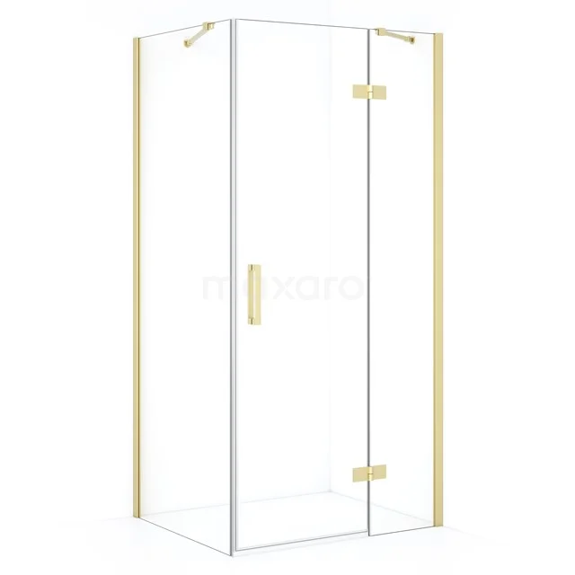 Diamond Duschkabine | 90x80 cm Helles Gold Drehtür Rechteck CDB223608410LG