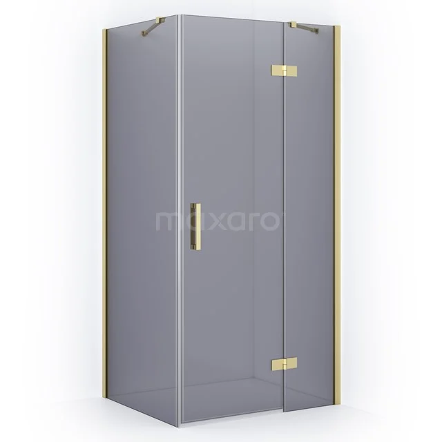 Diamond Shower enclosure | 90x80 cm Light gold Smoke glass Pivot door Rectangle CDB223608411LG
