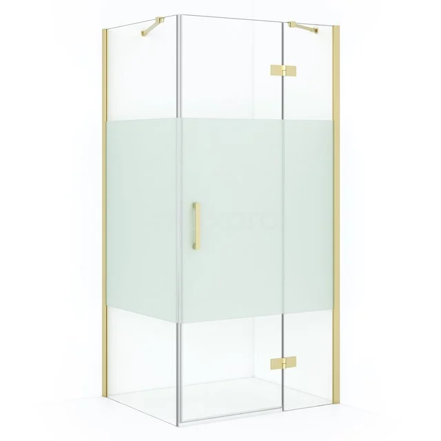 Diamond Shower enclosure | 100x80 cm Light gold Clear with matt strip Pivot door Rectangle CDB224608413LG