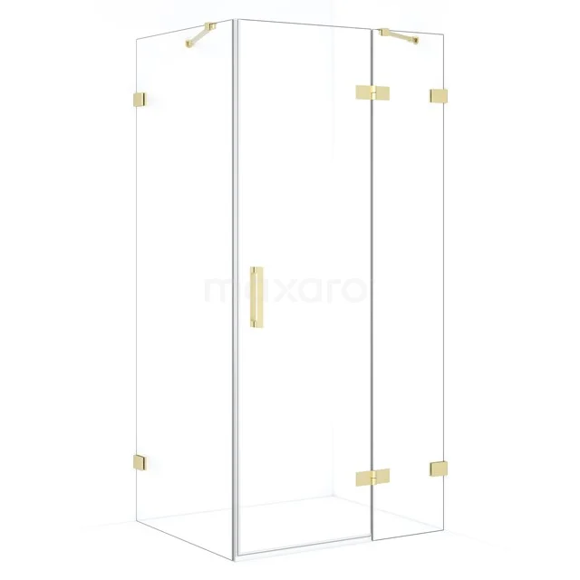 Diamond Douchecabine | 100x70 cm Lichtgoud Helder glas Draaideur Rechthoek CDB224607420LG