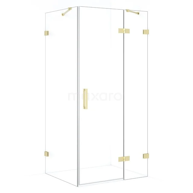 Diamond Douchecabine | 100x80 cm Lichtgoud Helder glas Draaideur Rechthoek CDB224608420LG