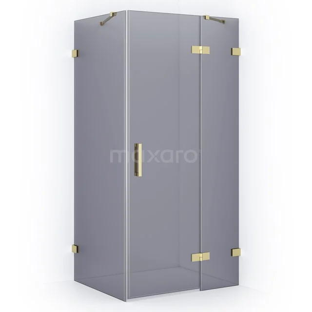 Diamond Shower enclosure | 100x80 cm Light gold Smoke glass Pivot door Rectangle CDB224608421LG