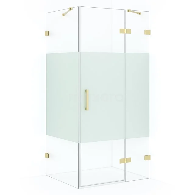 Diamond Shower enclosure | 100x80 cm Light gold Clear with matt strip Pivot door Rectangle CDB224608423LG