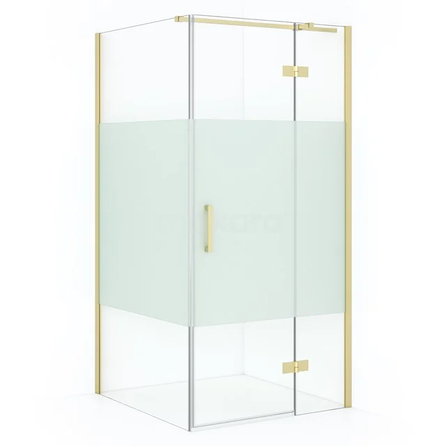 Diamond Shower enclosure | 90x90 cm Light gold Clear with matt strip Pivot door Square CDB223609313LG