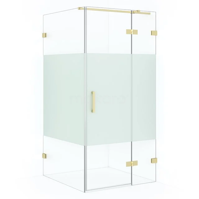 Diamond Shower enclosure | 90x90 cm Light gold Clear with matt strip Pivot door Square CDB223609323LG