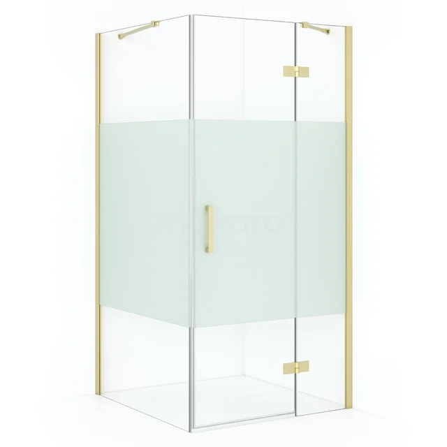 Diamond Shower enclosure | 90x90 cm Light gold Clear with matt strip Pivot door Square CDB223609413LG