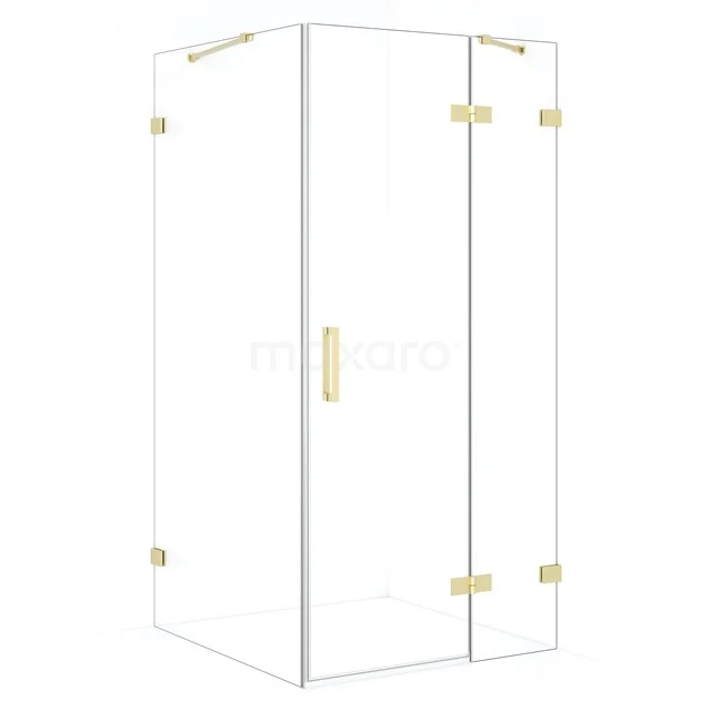 Diamond Douchecabine | 90x90 cm Lichtgoud Helder glas Draaideur Vierkant CDB223609420LG