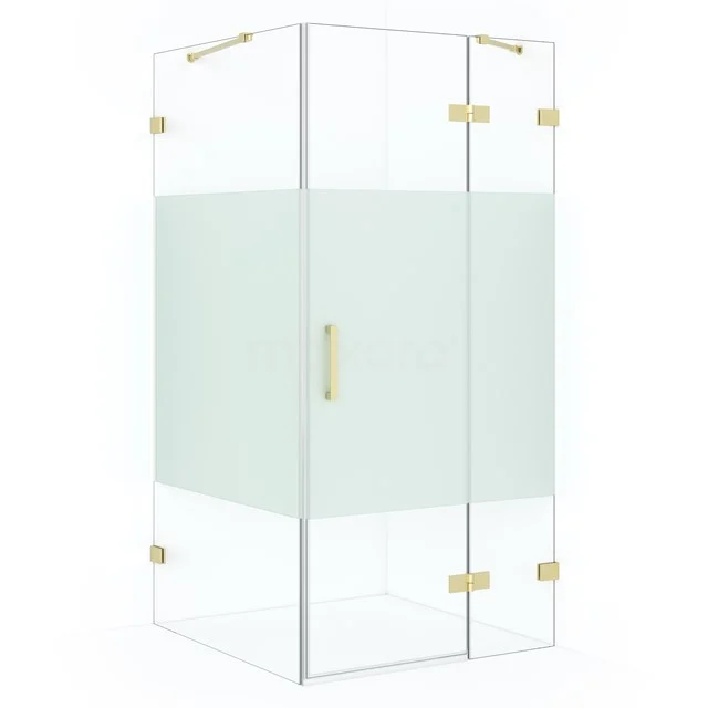 Diamond Shower enclosure | 90x90 cm Light gold Clear with matt strip Pivot door Square CDB223609423LG