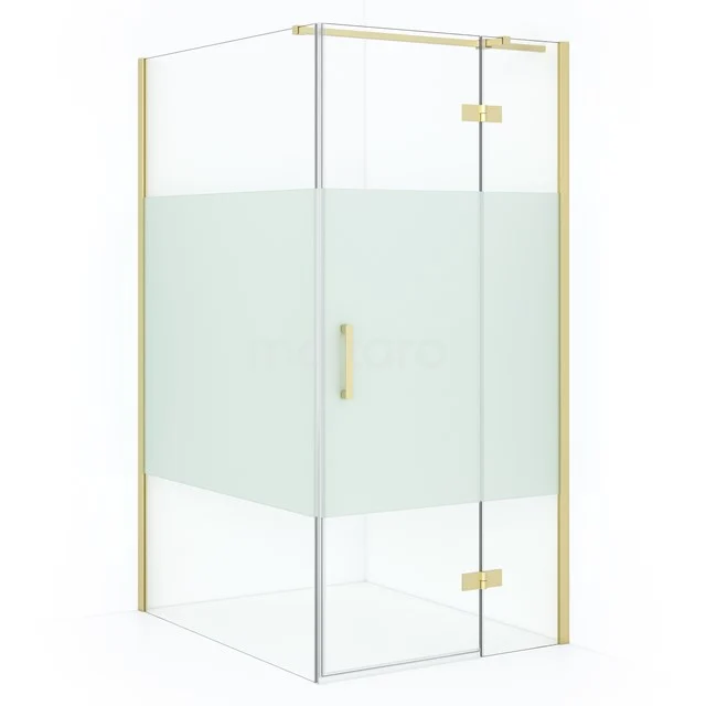 Diamond Shower enclosure | 110x100 cm Light gold Clear with matt strip Pivot door Rectangle CDB224611313LG