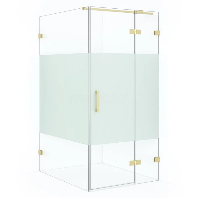 Diamond Shower enclosure | 110x100 cm Light gold Clear with matt strip Pivot door Rectangle CDB224611323LG