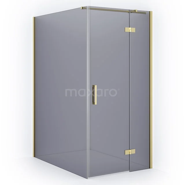 Diamond Shower enclosure | 140x100 cm Light gold Smoke glass Pivot door Rectangle CDB224614311LG