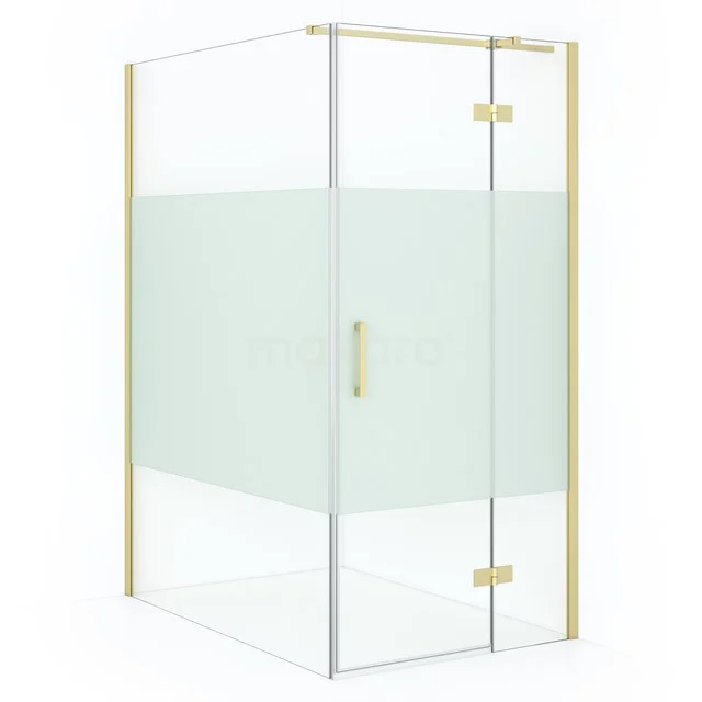 Diamond Shower enclosure | 140x100 cm Light gold Clear with matt strip Pivot door Rectangle CDB224614313LG
