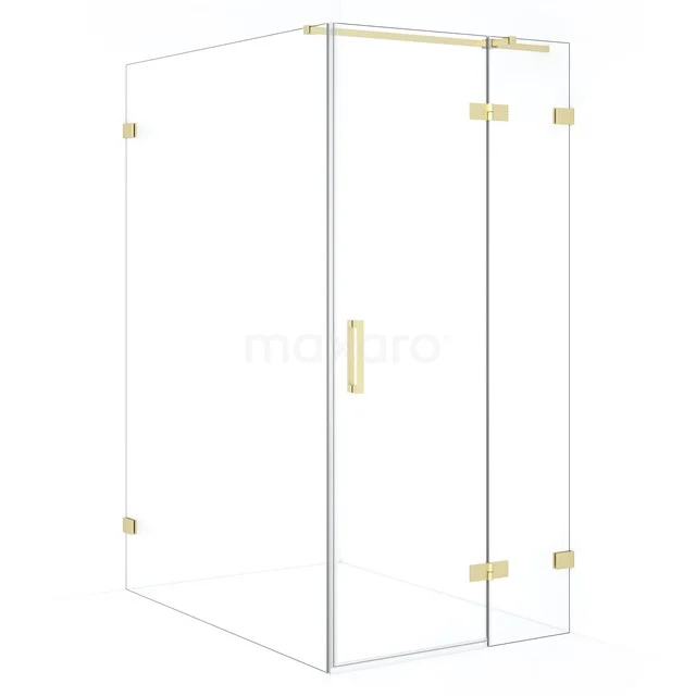 Diamond Douchecabine | 140x100 cm Lichtgoud Helder glas Draaideur Rechthoek CDB224614320LG