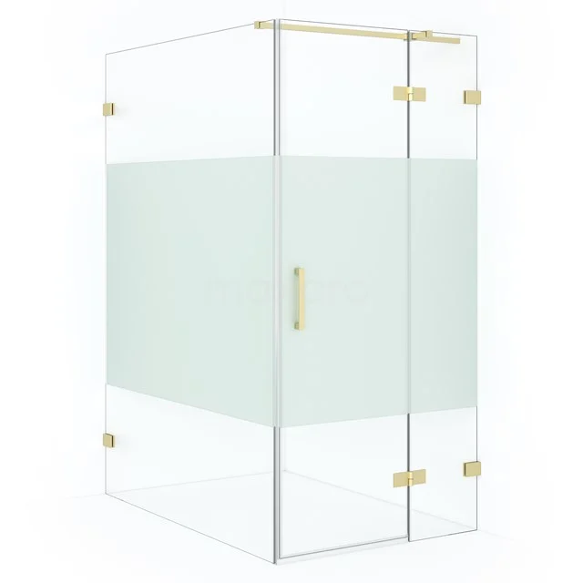 Diamond Shower enclosure | 140x100 cm Light gold Clear with matt strip Pivot door Rectangle CDB224614323LG