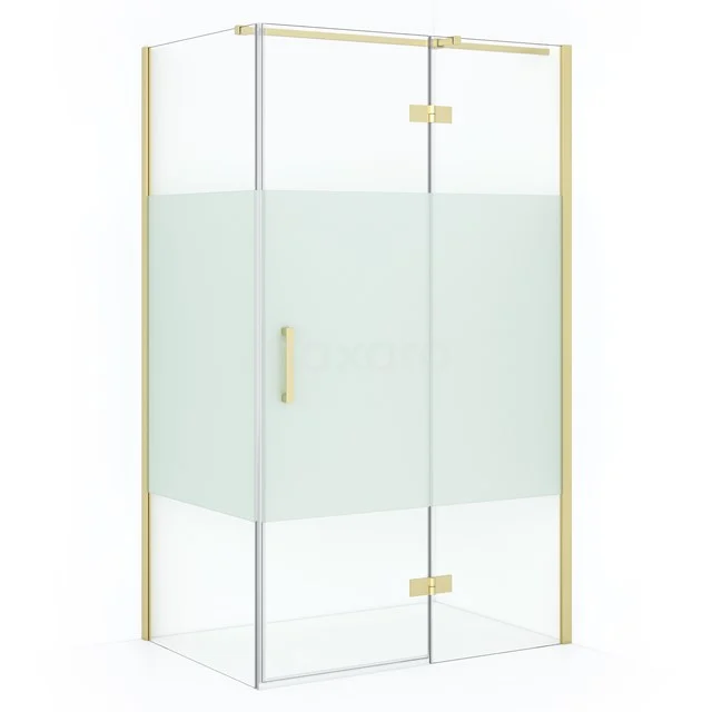 Diamond Shower cabin | 120x80 cm Light gold Clear with matt strip Pivot door Rectangle CDB226608313LG