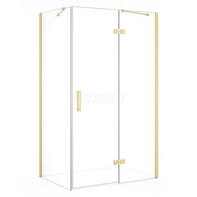 Diamond Duschkabine | 110x80 cm Helles Gold Drehtür Rechteck CDB226508410LG