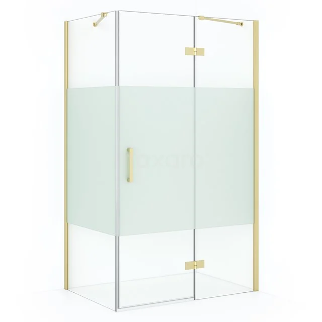 Diamond Shower enclosure | 120x80 cm Light gold Clear with matt strip Pivot door Rectangle CDB226608413LG