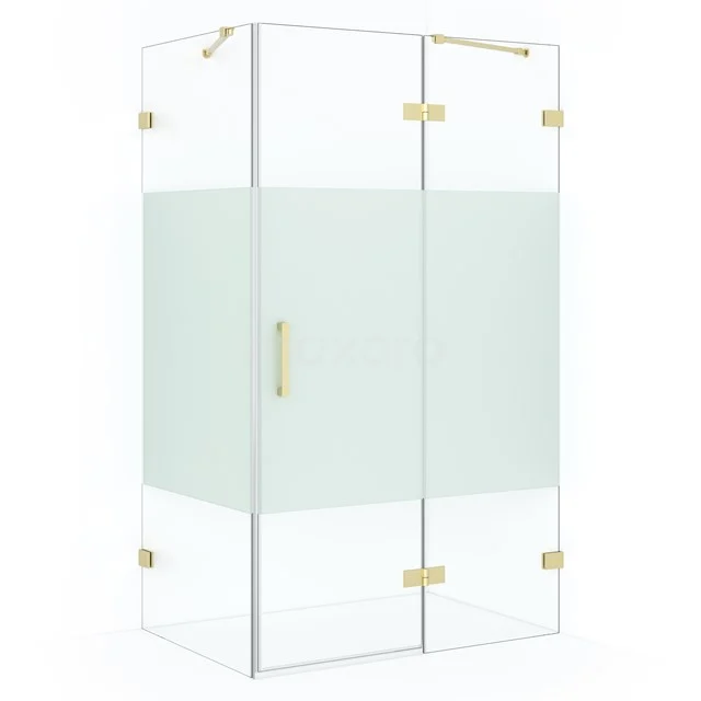 Diamond Shower enclosure | 110x80 cm Light gold Clear with matt strip Pivot door Rectangle CDB226508423LG