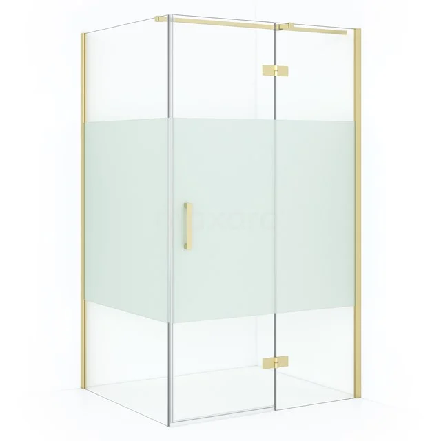 Diamond Shower enclosure | 120x90 cm Light gold Clear with matt strip Pivot door Rectangle CDB226609313LG