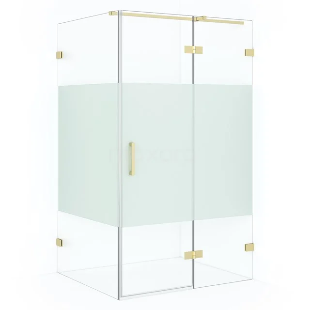 Diamond Shower enclosure | 110x100 cm Light gold Clear with matt strip Pivot door Rectangle CDB226510323LG