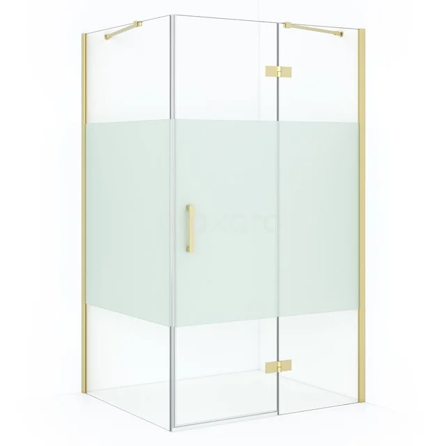 Diamond Shower enclosure | 110x100 cm Light gold Clear with matt strip Pivot door Rectangle CDB226510413LG