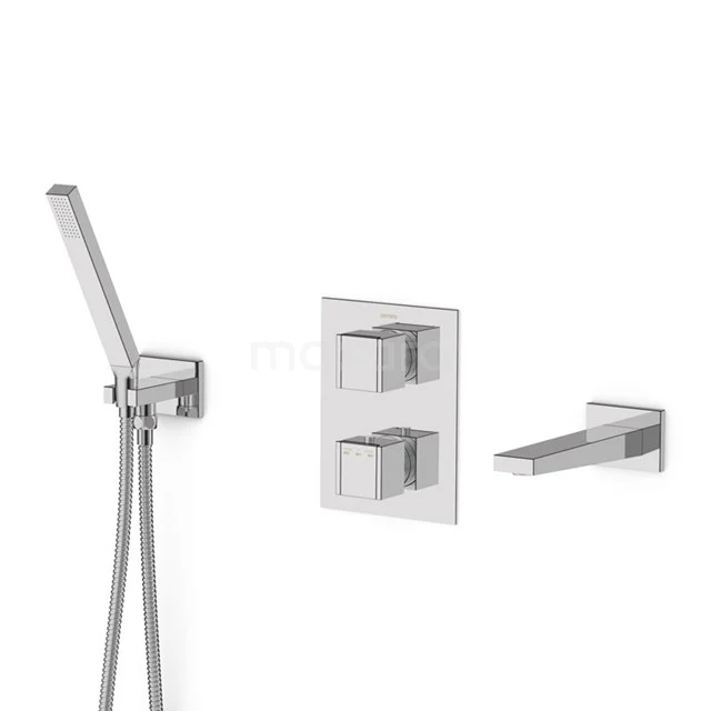Built-in Bath tap with Handheld shower Cubic Chrome, Thermostatic, Chrome BSP-3303-00001