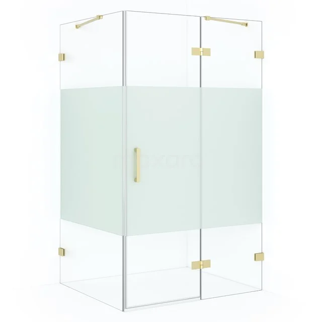 Diamond Shower enclosure | 110x100 cm Light gold Clear with matt strip Pivot door Rectangle CDB226510423LG