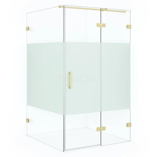Diamond Shower enclosure | 120x110 cm Light gold Clear with matt strip Pivot door Rectangle CDB226512323LG