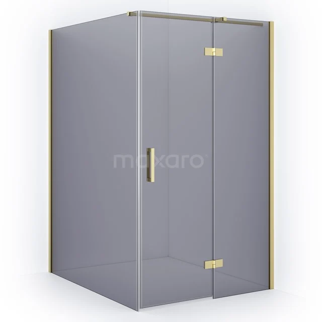 Diamond Shower enclosure | 140x120 cm Light gold Smoke glass Pivot door Rectangle CDB226614311LG