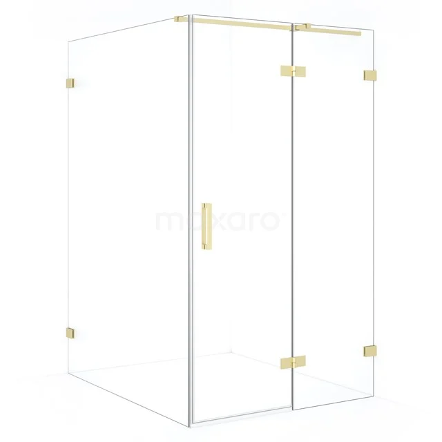 Diamond Duschkabine | 140x110 cm Helles Gold Drehtür Rechteck CDB226514320LG