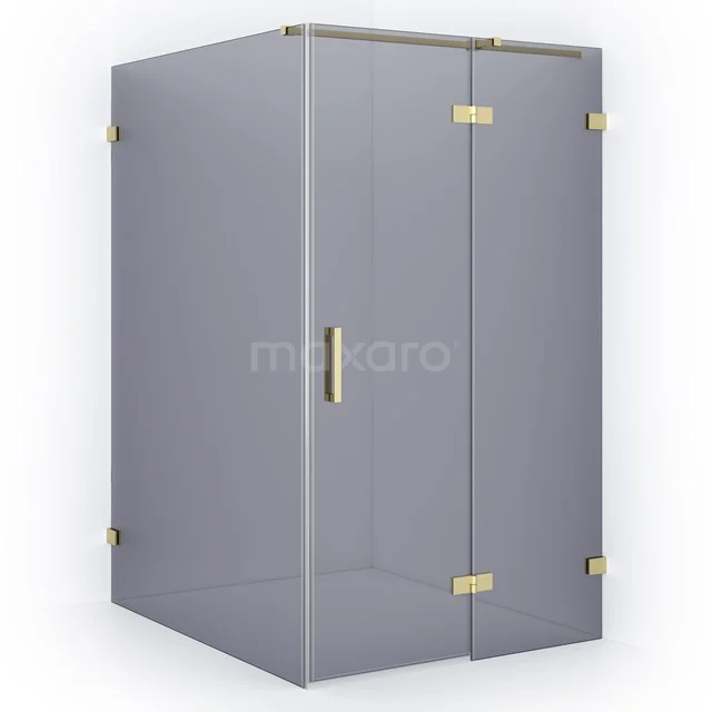 Diamond Shower enclosure | 140x110 cm Light gold Smoke glass Pivot door Rectangle CDB226514321LG