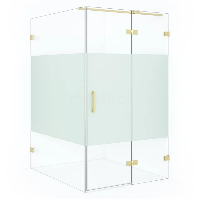 Diamond Shower enclosure | 140x110 cm Light gold Clear with matt strip Pivot door Rectangle CDB226514323LG