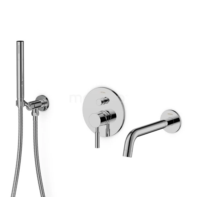 Built-in Bath tap with Handheld shower Radius Chrome, Single lever mixer tap, Chrome BSP-5503-00000 Chrome-coloured concealed basin tap with round lever, set including handheld shower, ideal for a modern bathroom style.
