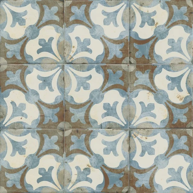 Bodenfliese/Wandfliese Vintage Klassisch Blau 20x20cm Dekor Mehrfarbig Nicht Rektifiziert 502-060102 Bodenfliese/Wandfliese Vintage Klassisch Blau 20x20cm Dekor Mehrfarbig Nicht Rektifiziert 502-060102